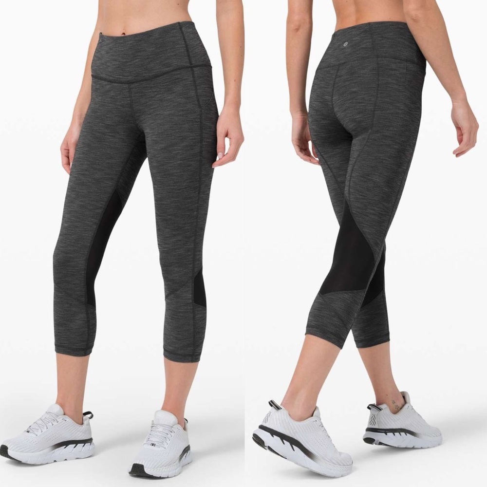 Lululemon Pace Rival Mid-Rise Crop 22” in Heathered Black
